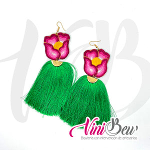 Aretes Maxi Flor Bordado del Istmo