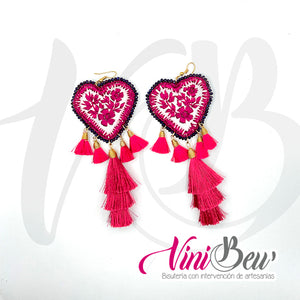 Aretes Maxi Corazón Bordado