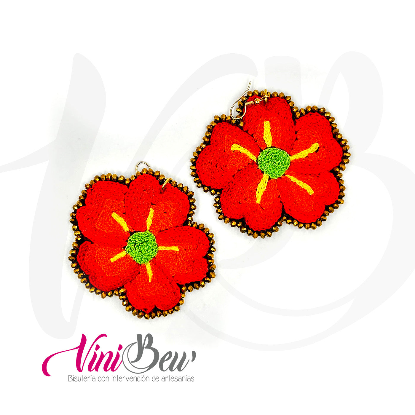 Aretes Maxi Flor Bordado del Istmo
