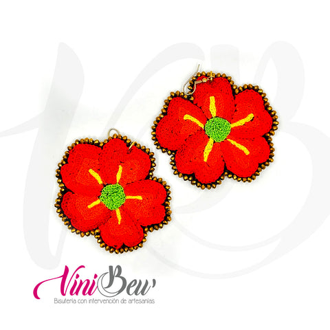 Aretes Maxi Flor Bordado del Istmo