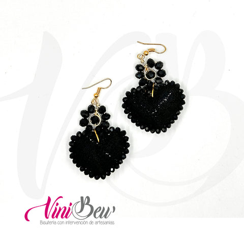 Aretes Corazón Bordado del Istmo