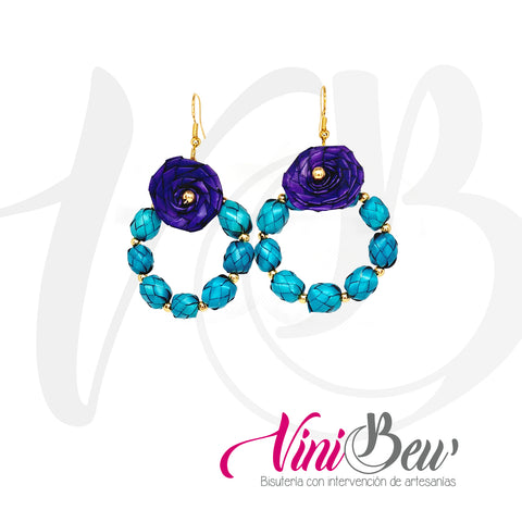 Aretes petatitos con flor de palma