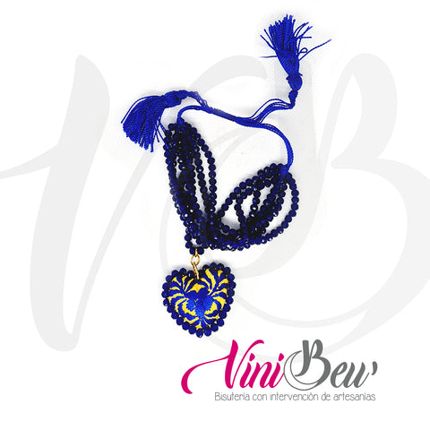 Pulsera Semanario de cristales con Corazón Bordado